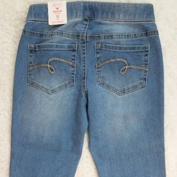 JUSTICE Embellished Mid Rise Pull-On Jean Leggings - Girl's 12 Slim - Picture 5 of 5